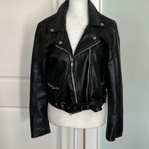 Faux leather biker jacket from Olivaceous. Size L